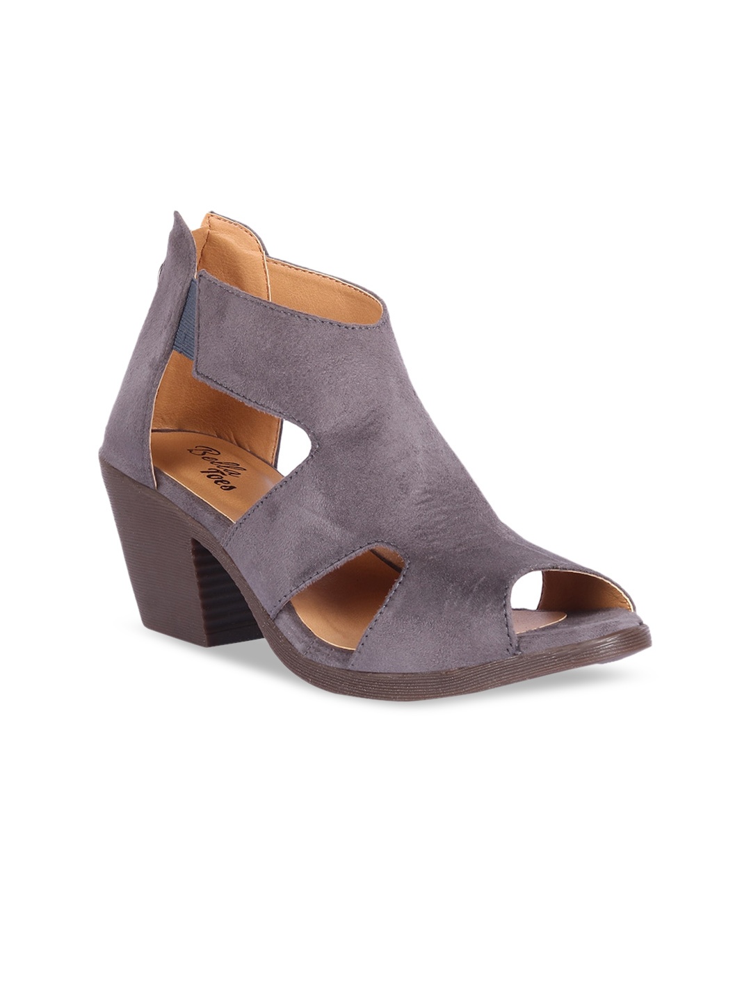 

Bella Toes Grey Suede Work Block Peep Toes