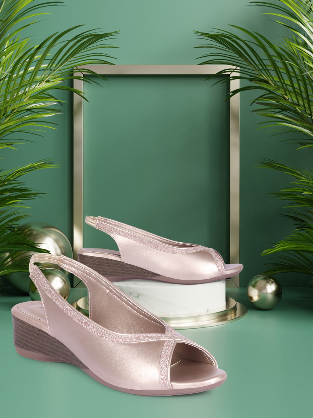 

Bella Toes Champagne Colourblocked Comfort Peep Toes