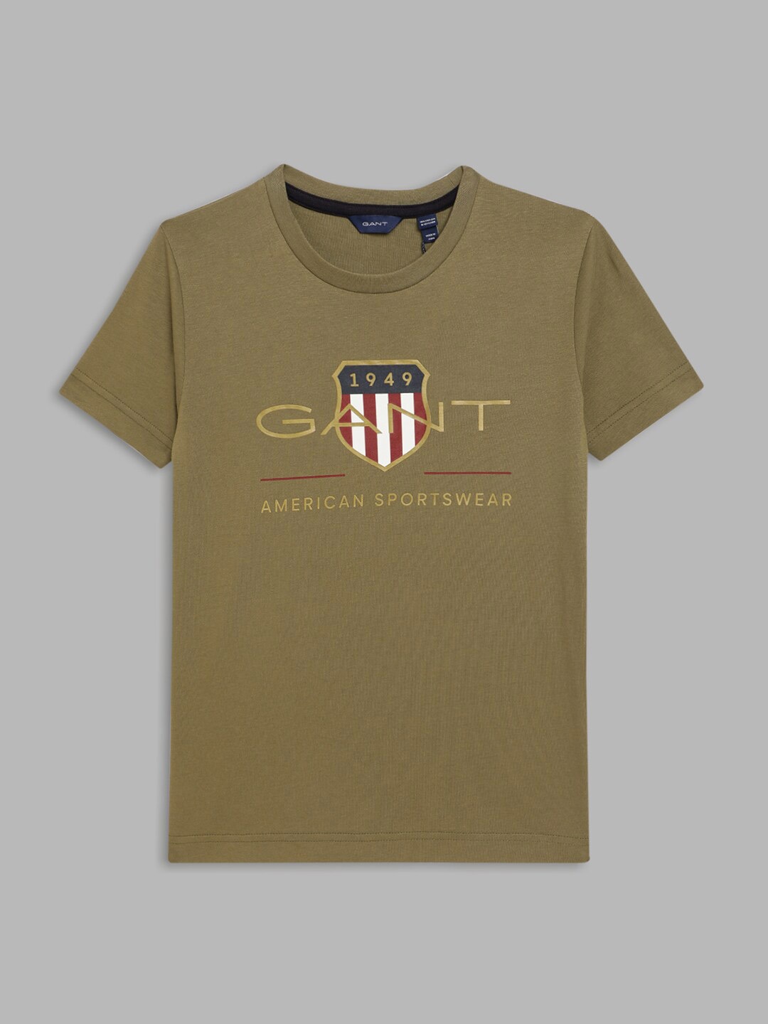 

GANT Boys Olive Green Printed Organic Cotton Applique T-shirt