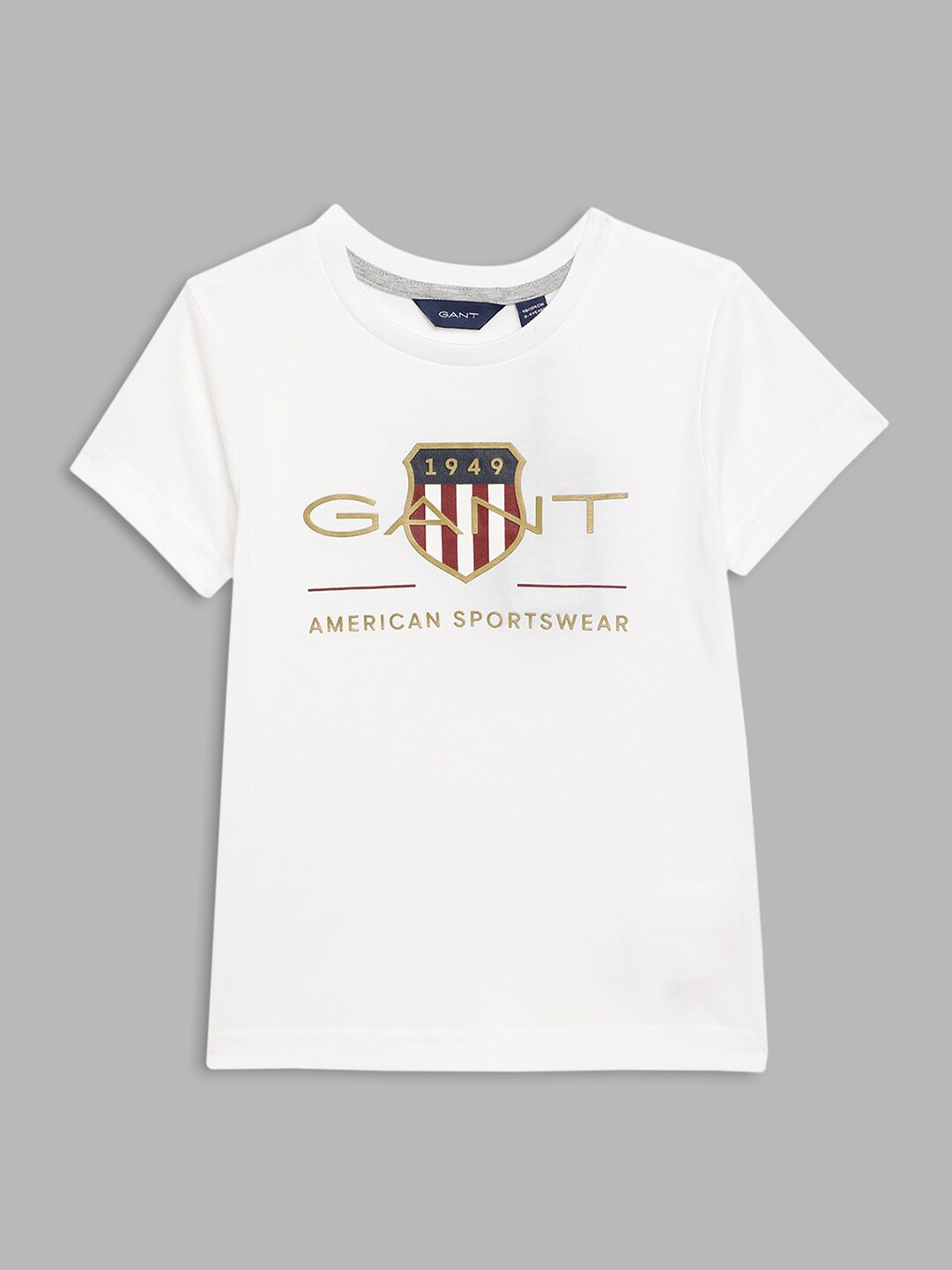 

GANT Kids White Typography Printed Organic Cotton Applique T-shirt