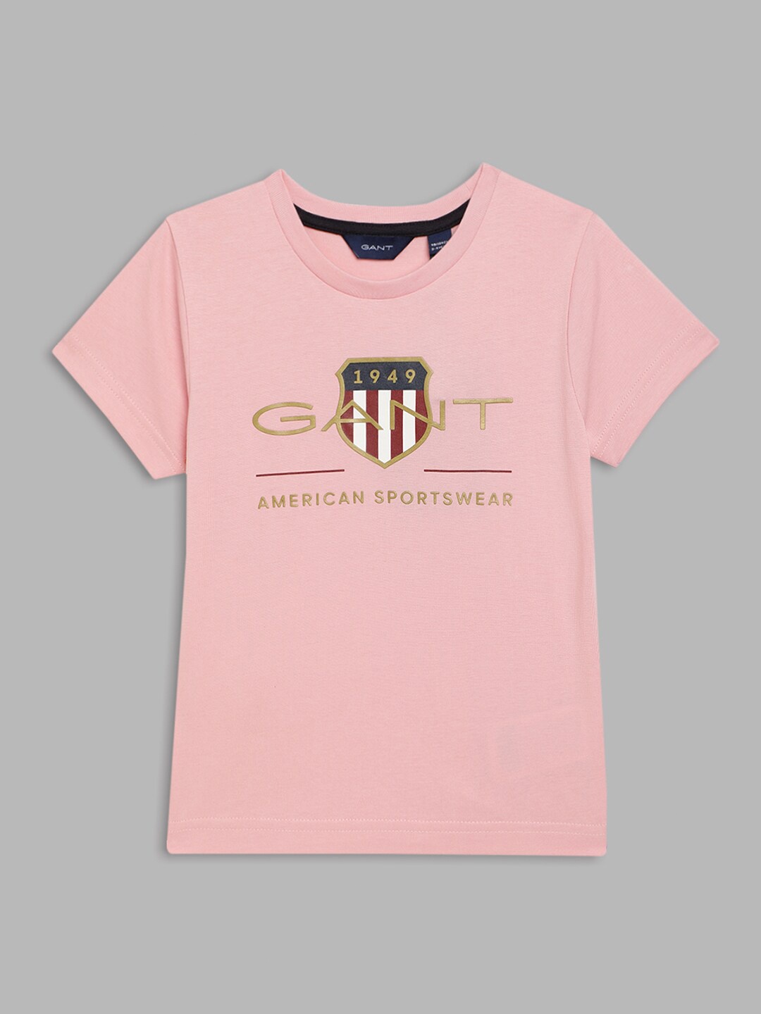

GANT Boys Pink Brand Logo Printed Organic Cotton T-shirt