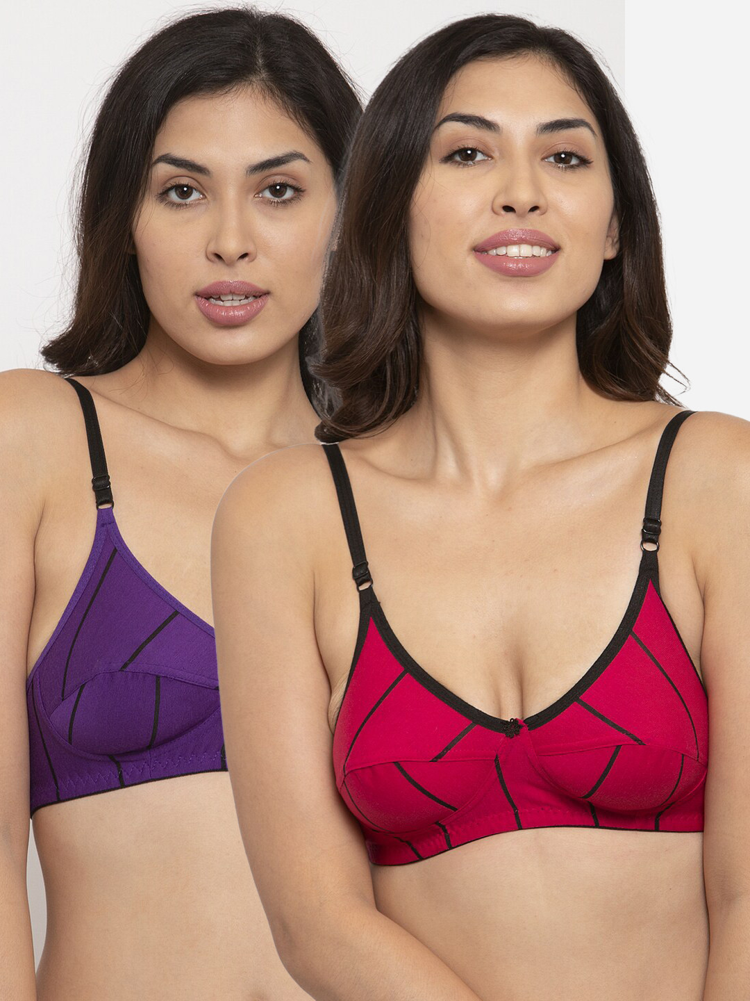 

Innocence Pack of 2 Fuchsia & Blue Printed Bra Non-Padded BBAPLIN90635_28B