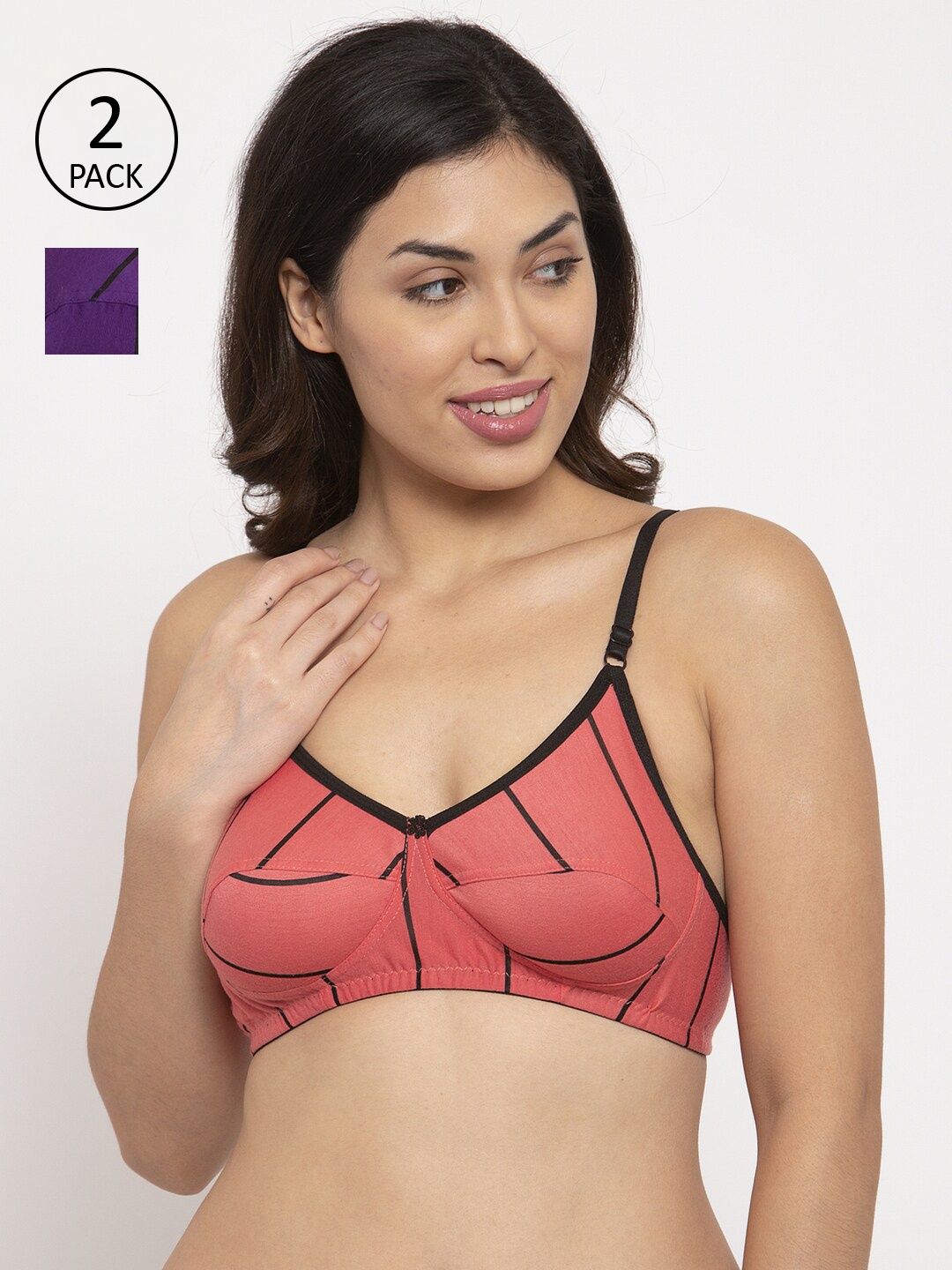 

Innocence Coral & Violet Pack of 2 Bra