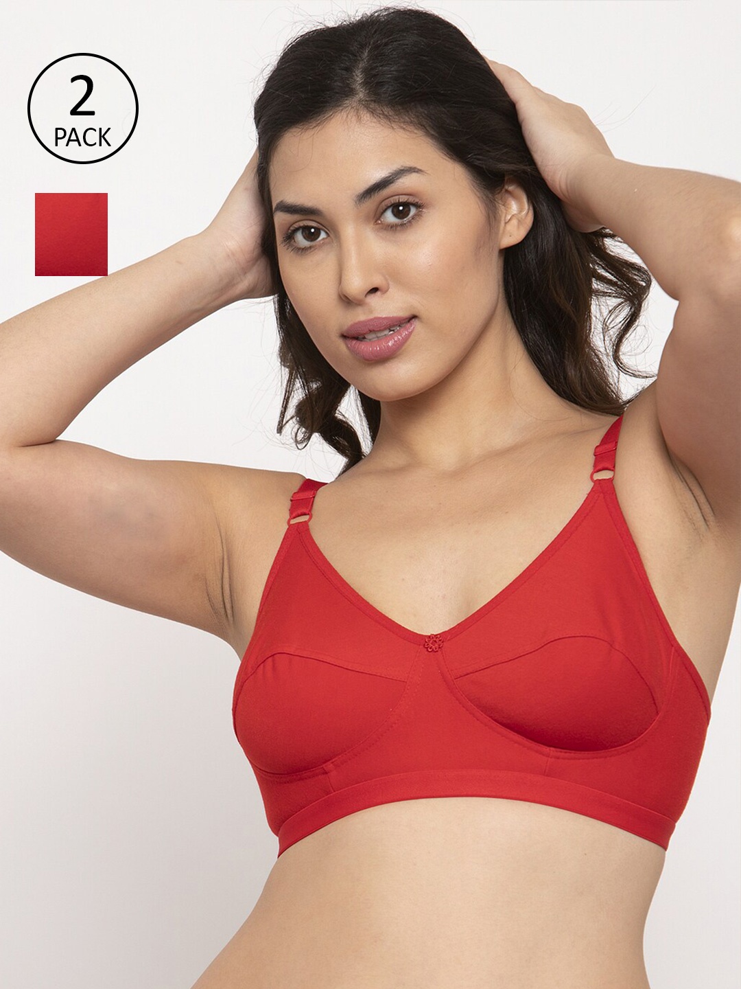 

Innocence Pack of 2 Red Cotton Bra Non-Padded BBAPLIN90593_28B