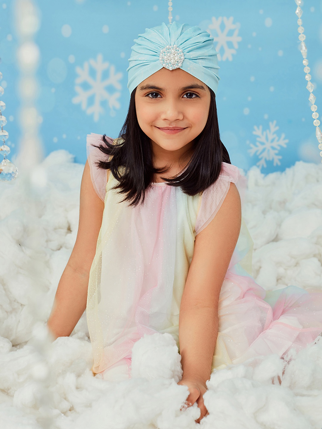 

HAIR DRAMA COMPANY Girls Blue & White Embellished Turban