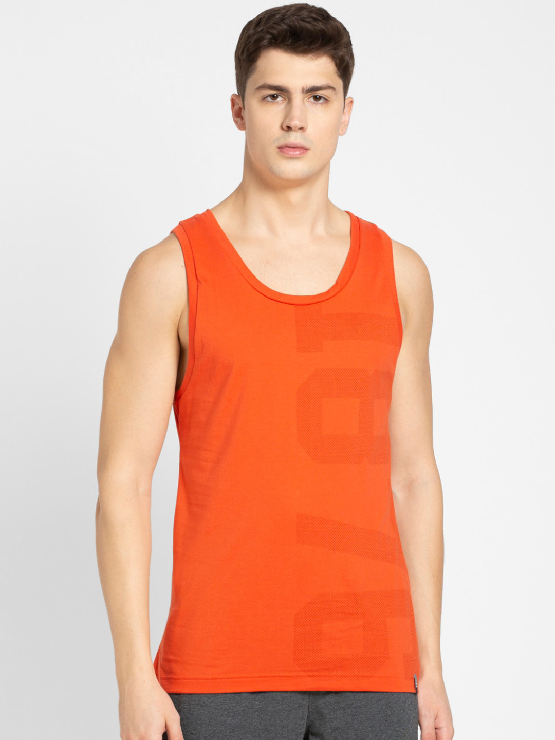 

Jockey Men Orange Printed Tank Top