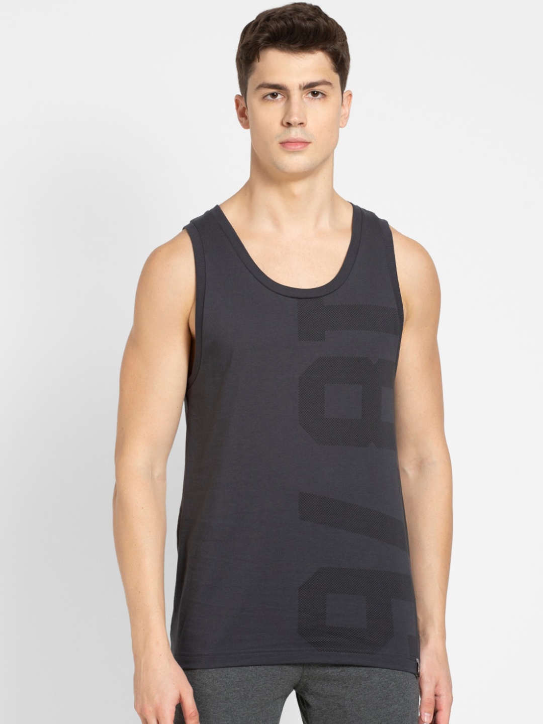 

Jockey Men Grey Printed Innerwear Vest