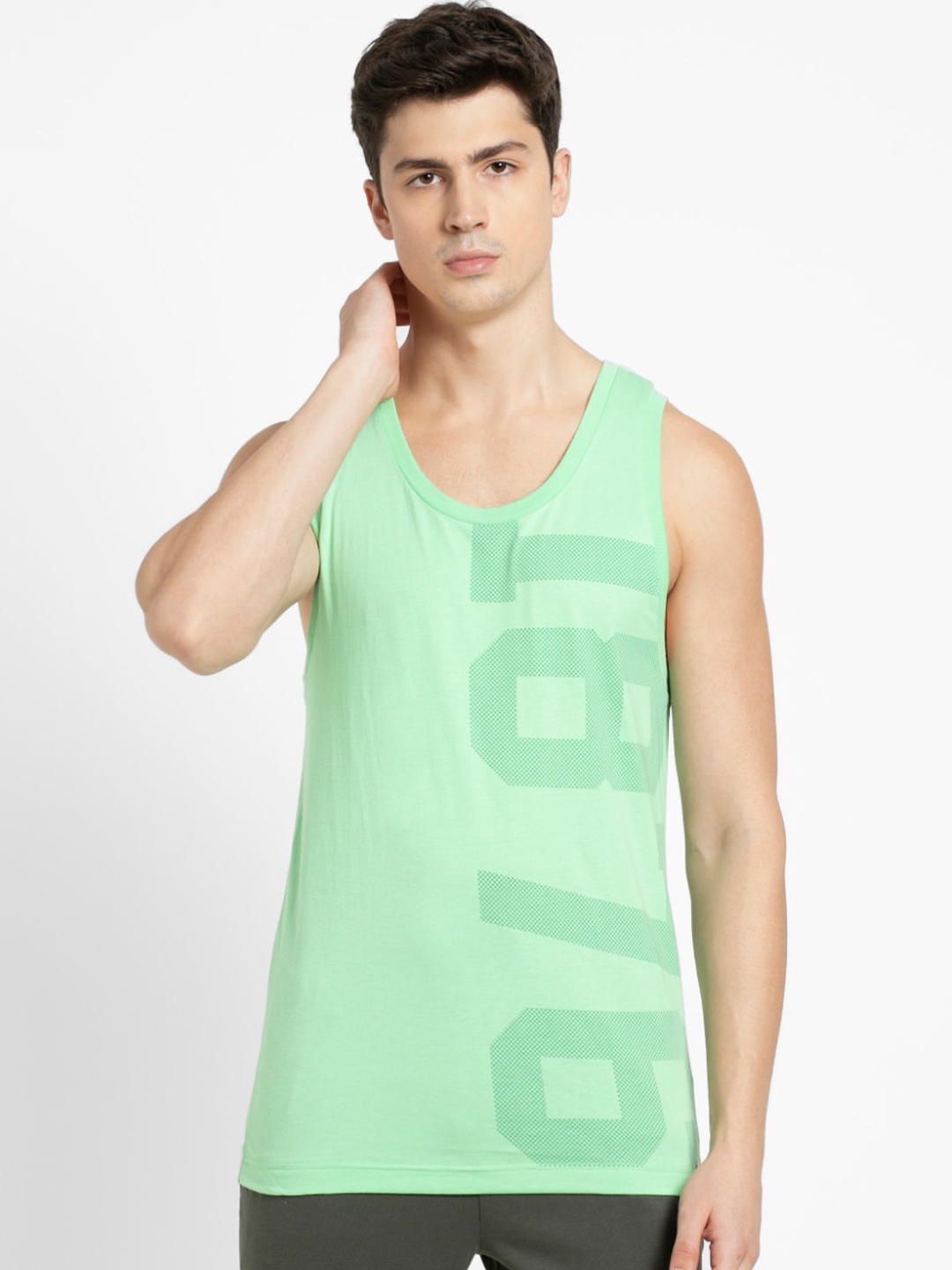 

Jockey Men Green Printed Tank Top