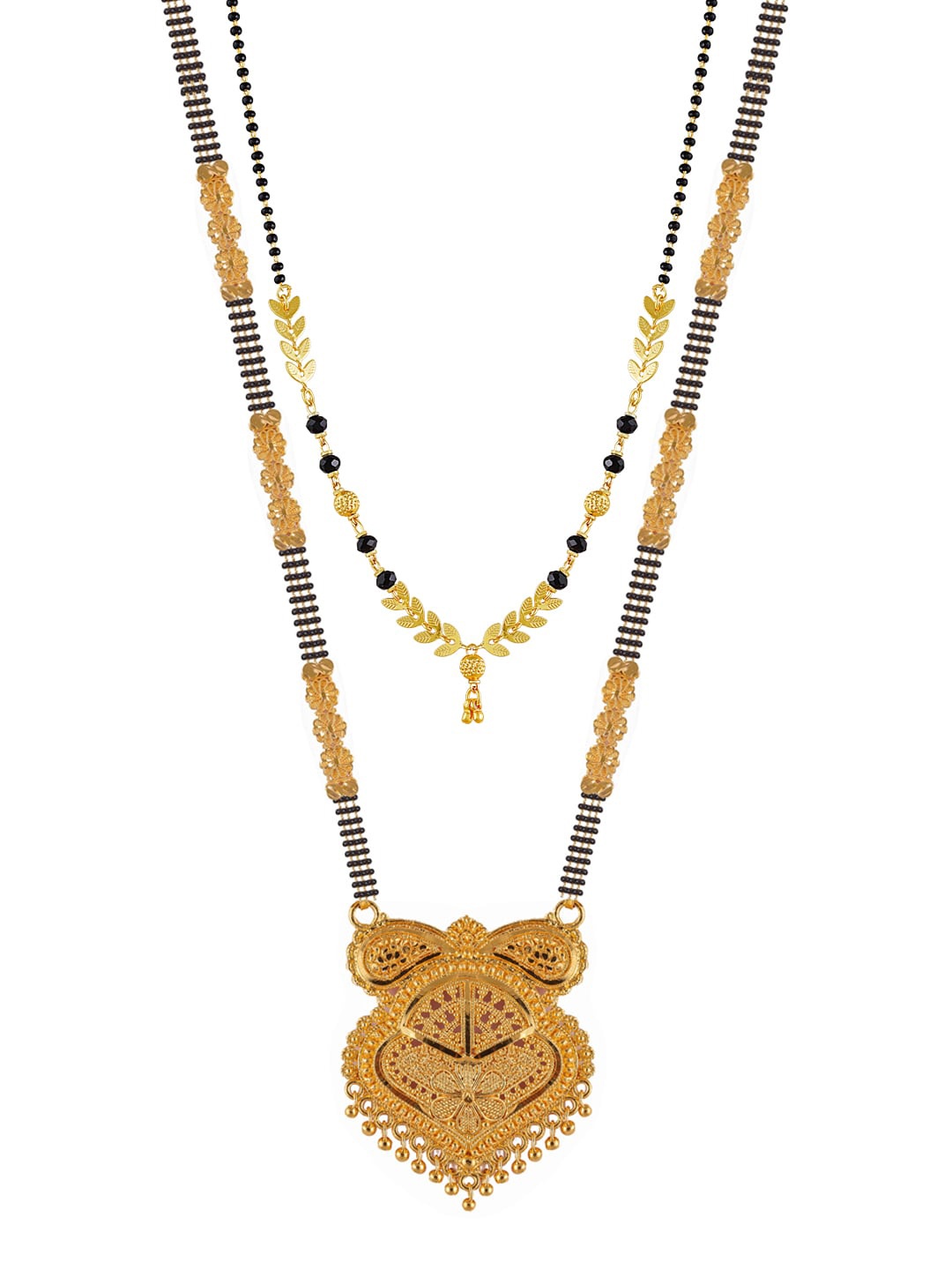 

Brandsoon Women Set of 2 Gold-Plated Black Beaded Mangalsutras