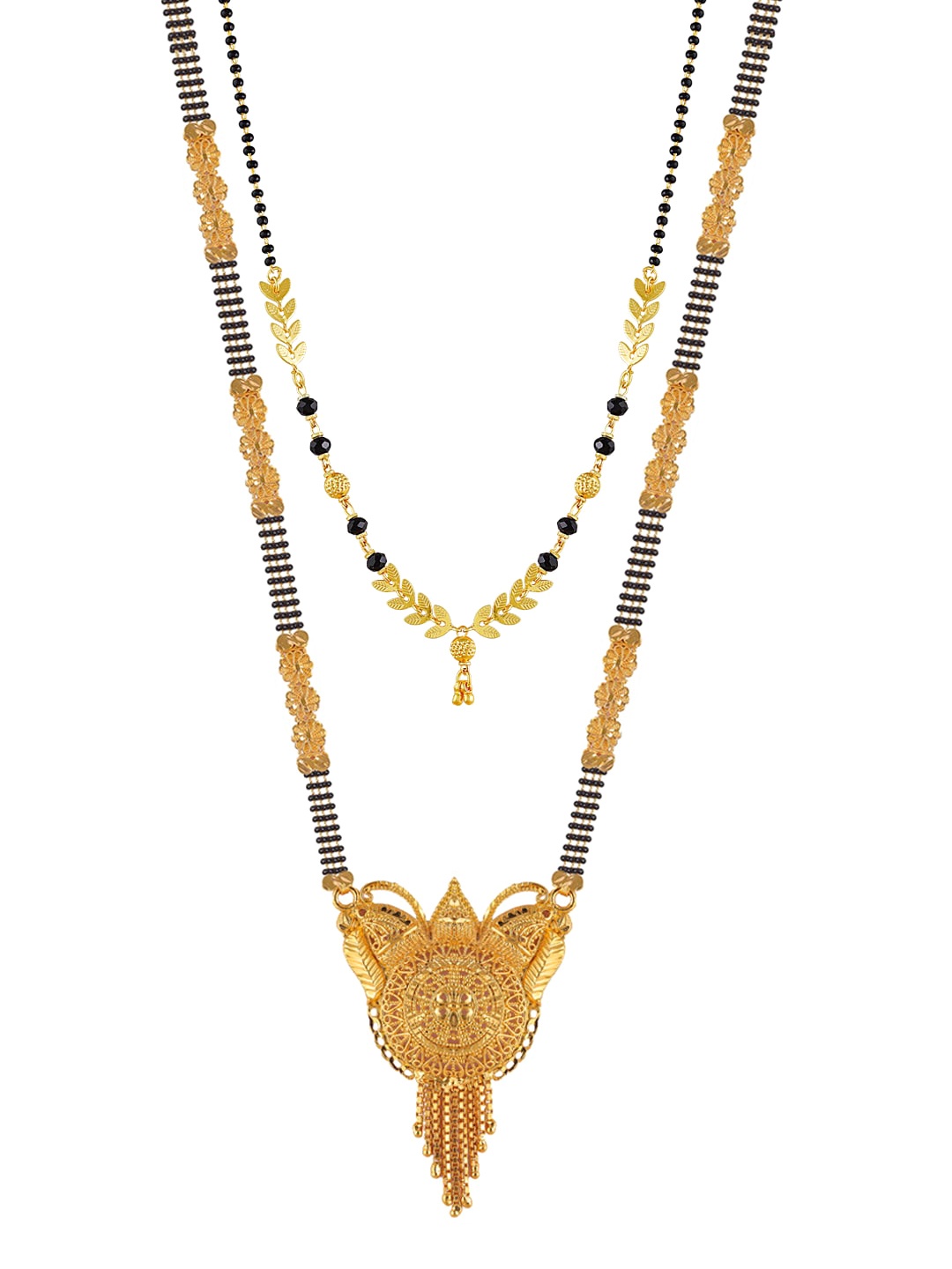 

Brandsoon Set Of 2 Black & Gold-Plated Mangalsutra