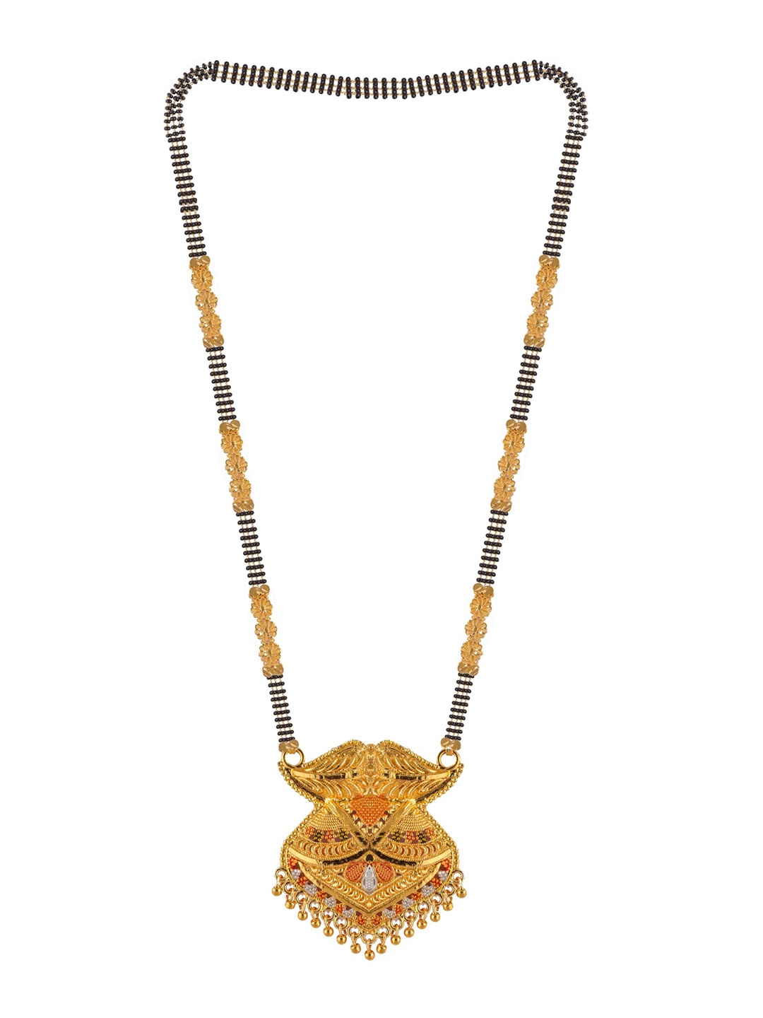 

Brandsoon Set Of 2 Gold-Plated Black & White Stone Studded & Beaded Mangalsutra