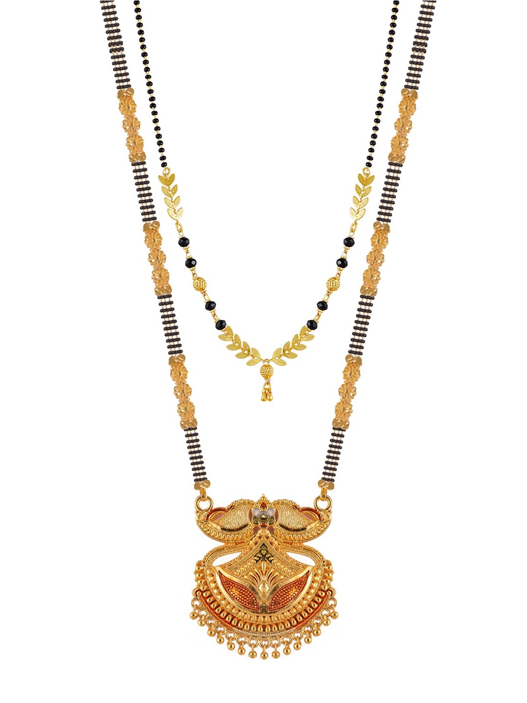 

Brandsoon Set Of 2 Gold-Plated Black Beaded Mangalsutra