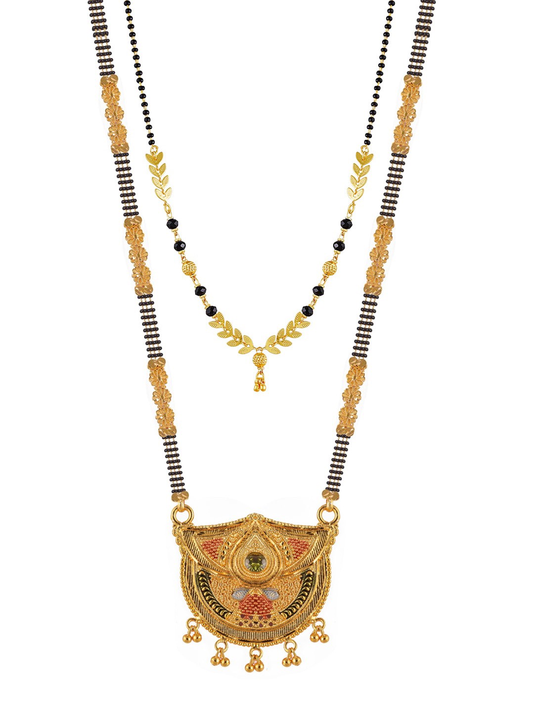 

Brandsoon Set Of 2 Gold-Plated Black Beaded Mangalsutra