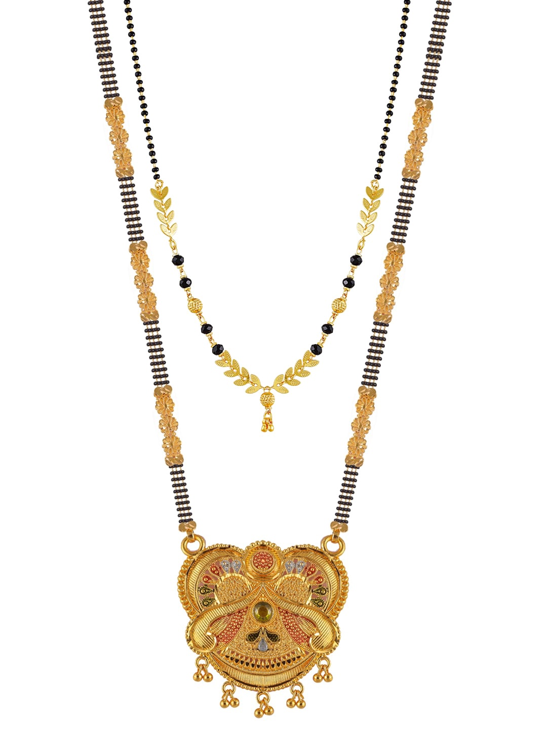 Brandsoon Set Of 2 Gold-Toned & Black Gold-Plated Mangalsutra