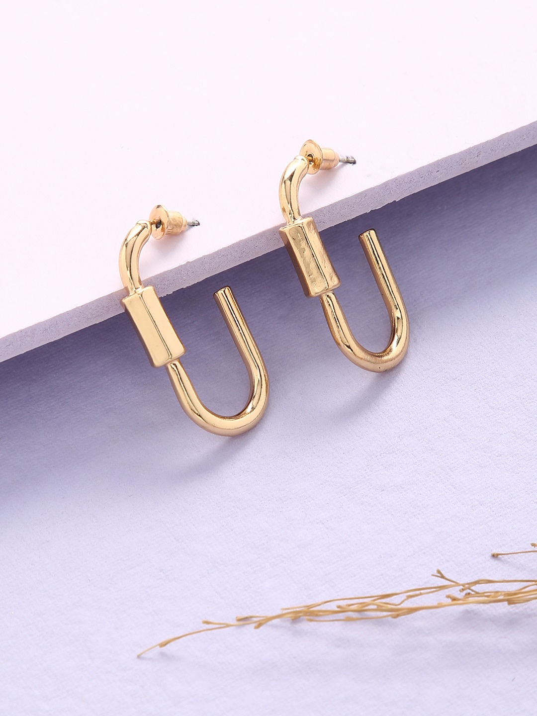 

Sepia Gold-Toned & Plated Contemporary Drop Earrings