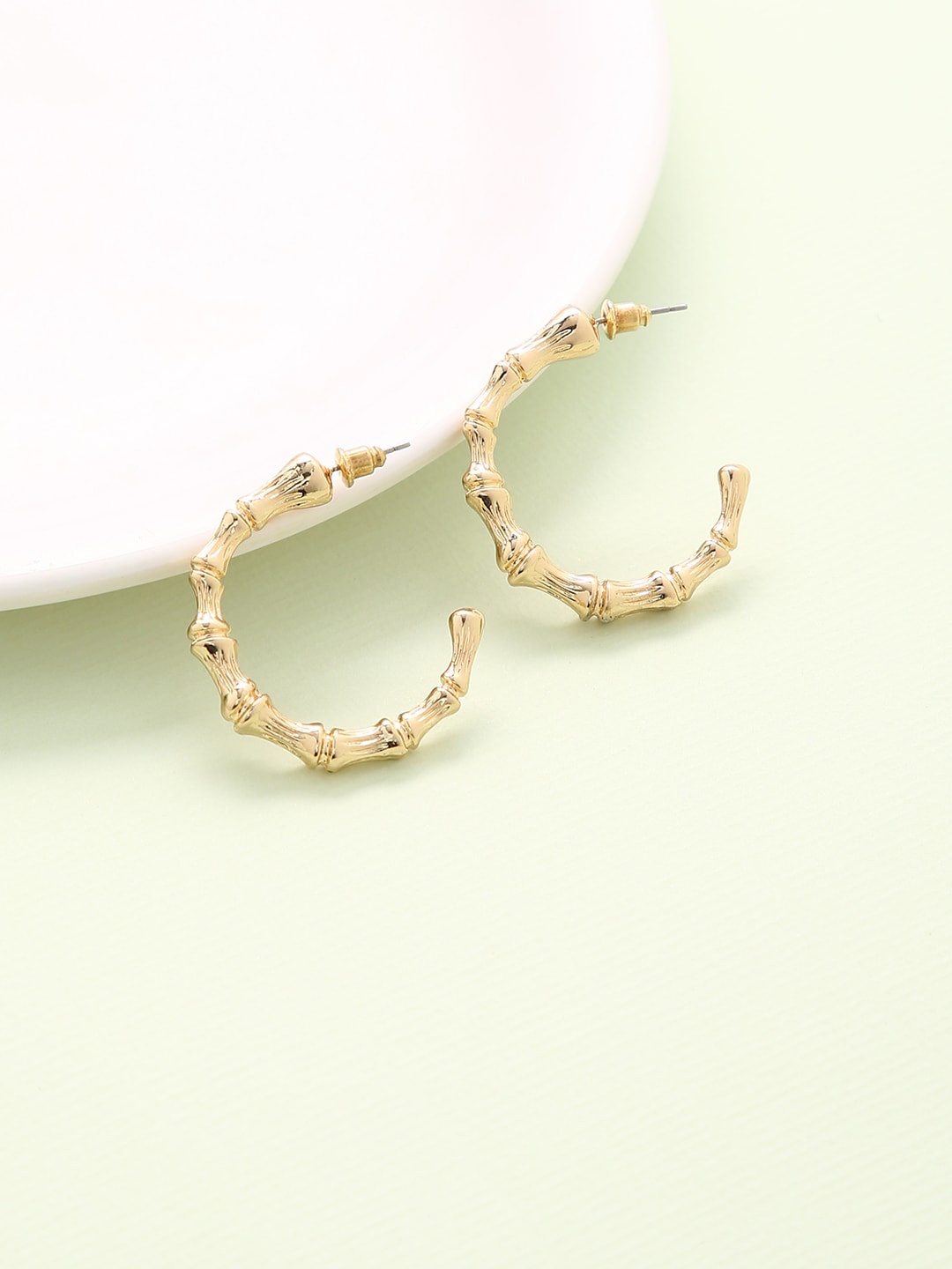 

Sepia Woman Gold-Toned Contemporary Half-Hoop Earrings