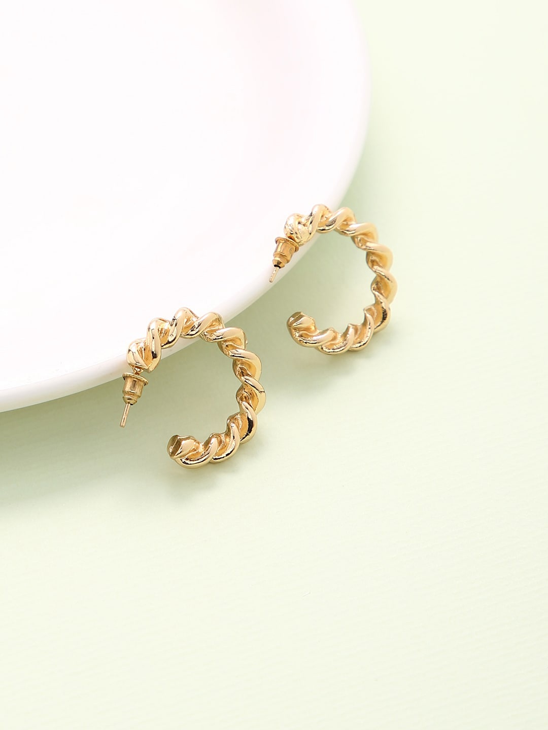 

Sepia Gold-Plated Contemporary Hoop Earrings
