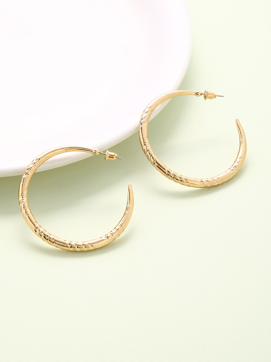 

Sepia Gold-Toned Contemporary Hoop Earrings