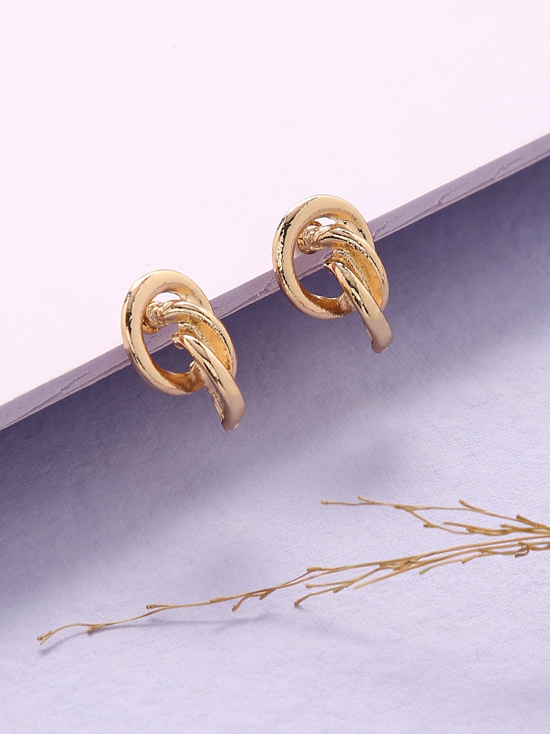 

Sepia Gold-Toned Contemporary Studs Earrings