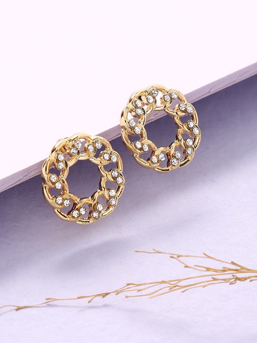 

Sepia Woman Gold-Toned Contemporary Studs Earrings