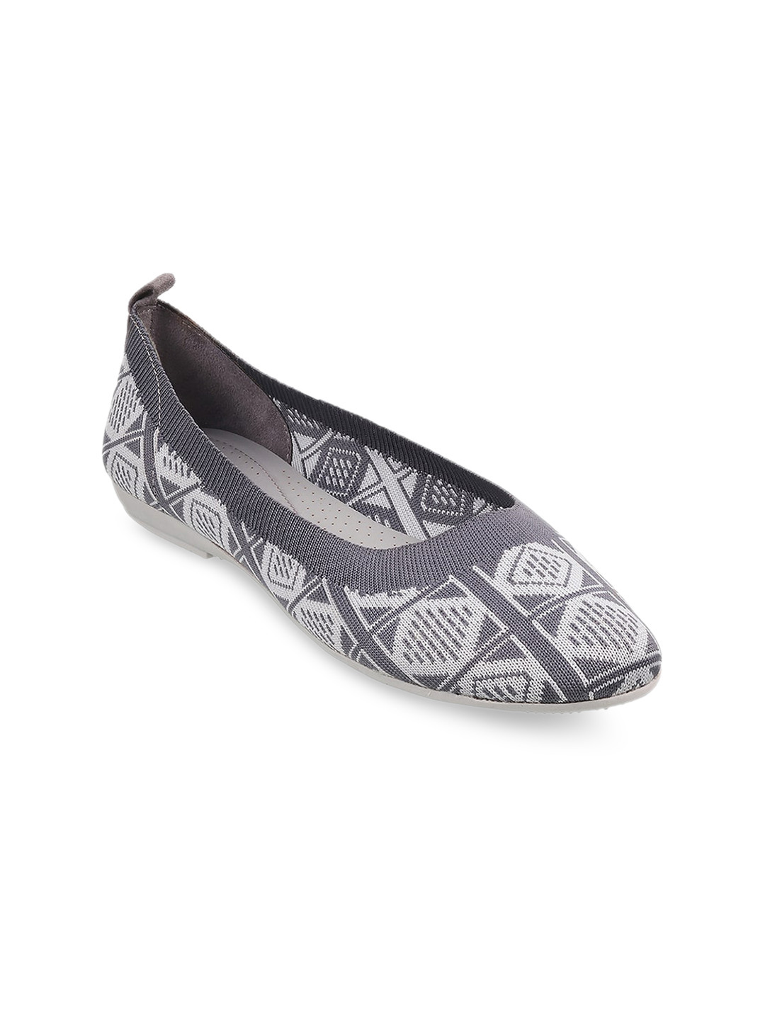 

Metro Women Grey Printed Ballerinas Flats