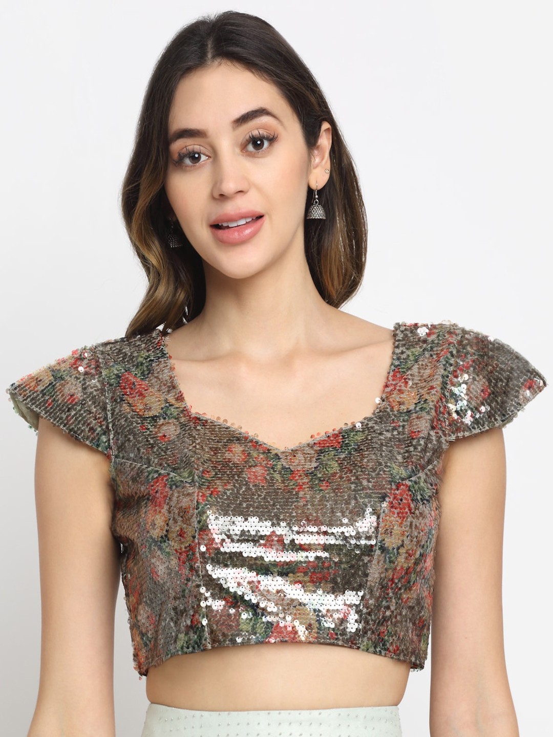 

Grancy Women Multicolored Embellished Saree Blouse, Multi