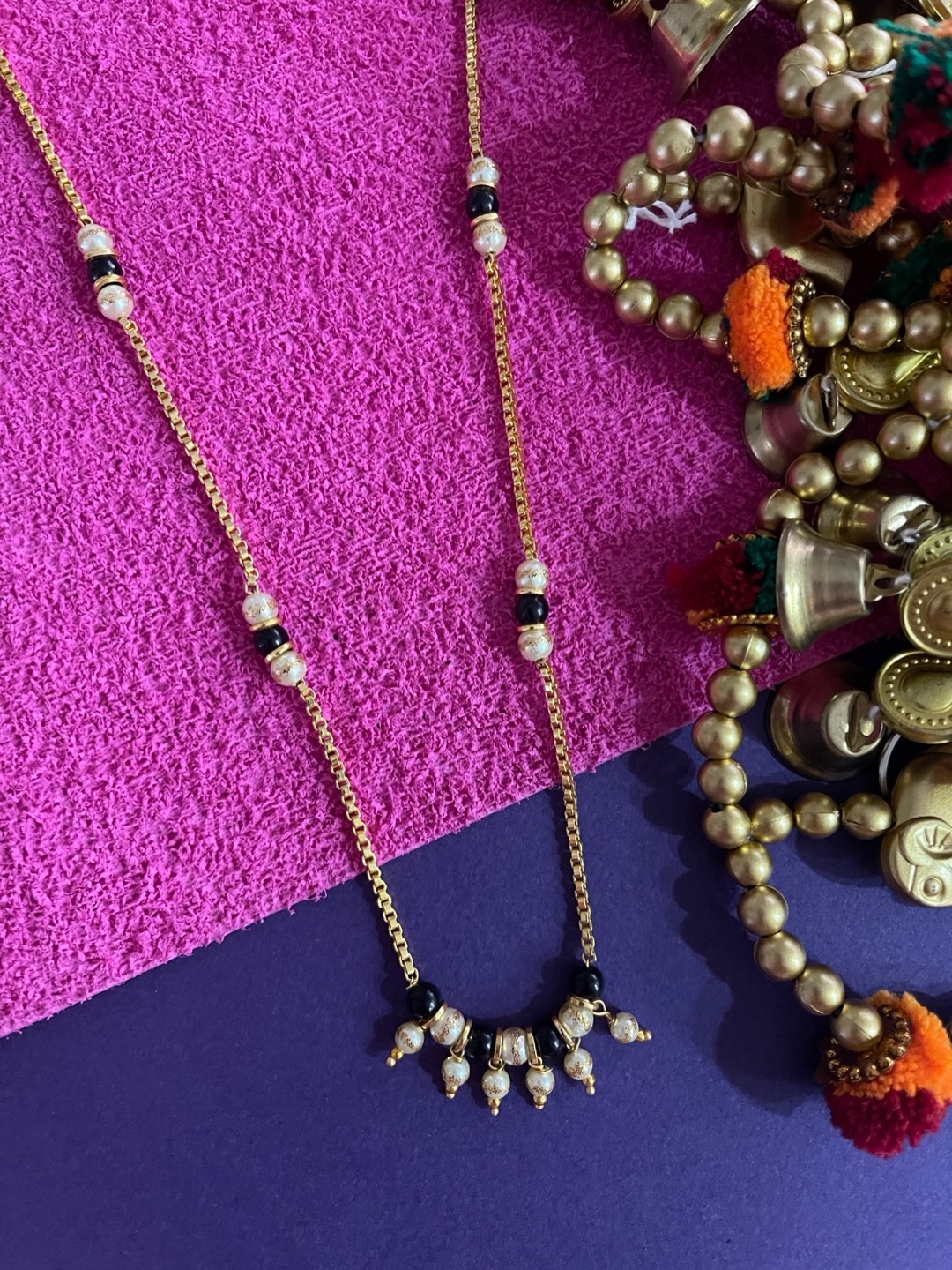 

Digital Dress Room Gold-Plated Black Beaded Mangalsutra