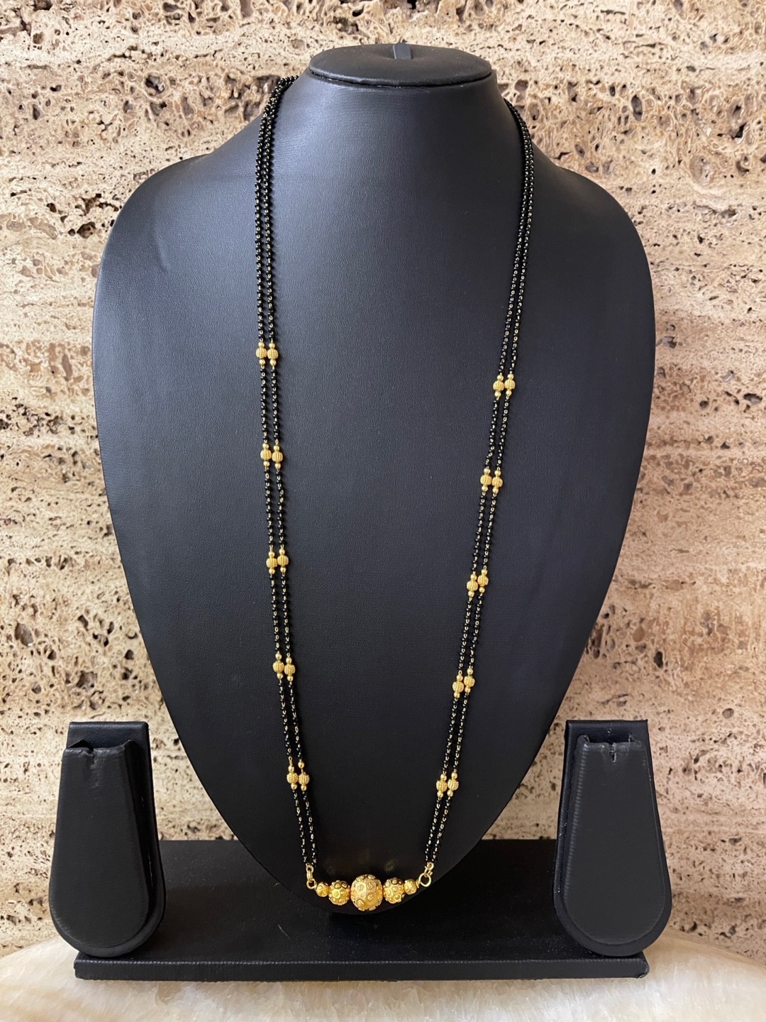 

Digital Dress Room Gold-Plated Black Beaded Mangalsutra