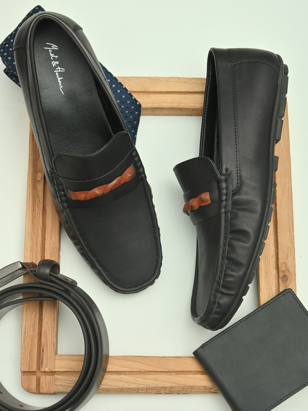 

Mast & Harbour Men Black Textured Loafers
