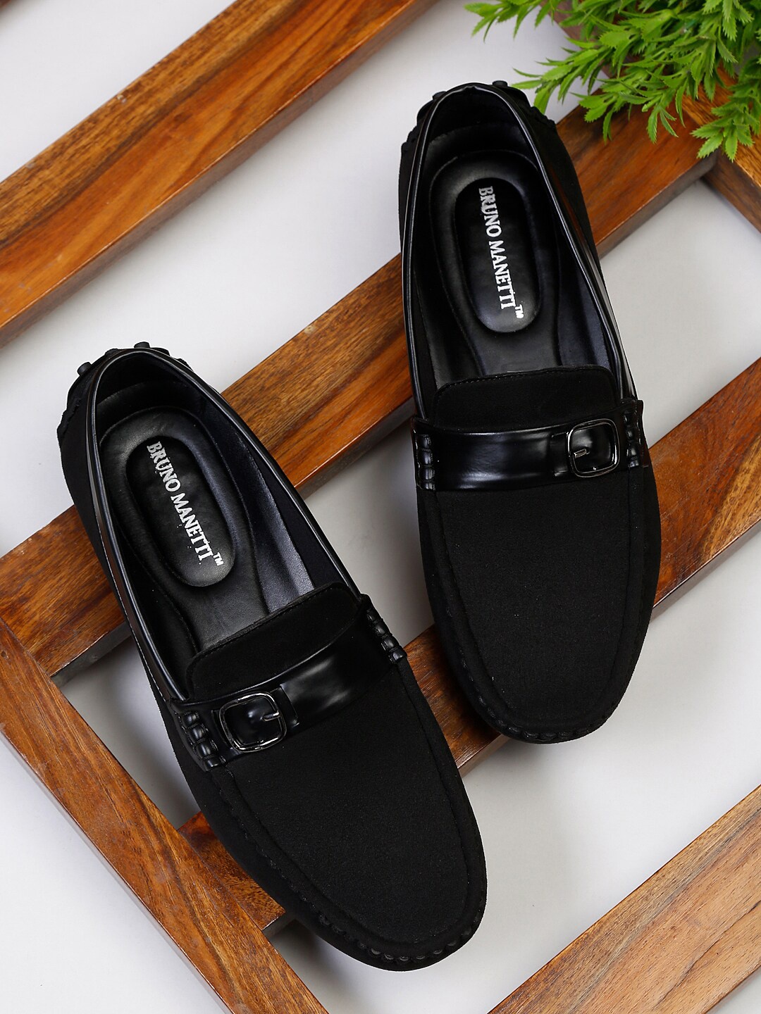 

Bruno Manetti Men Black Suede Loafers