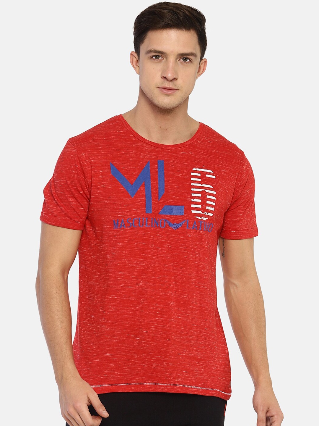 

Masculino Latino Men Red Typography Printed Regular Fit T-shirt