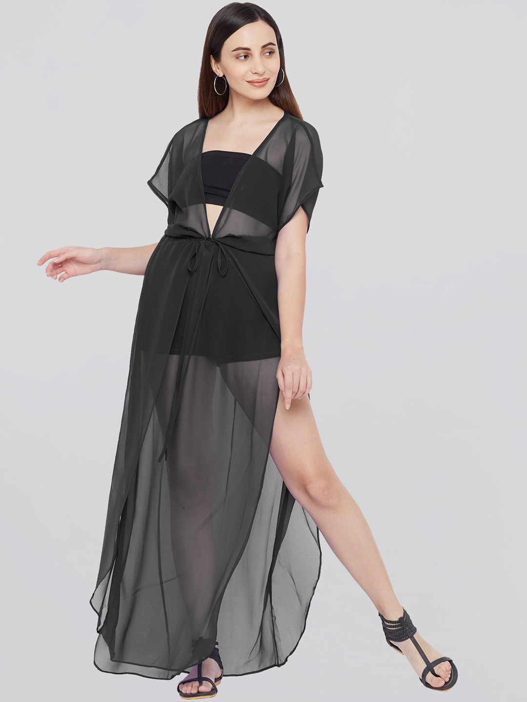 

MIRCHI FASHION Women Black Georgette Kaftan