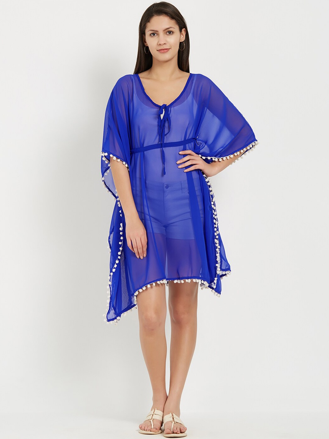 

MIRCHI FASHION Women Kaftan Swimwear Cover-Up Top, Blue