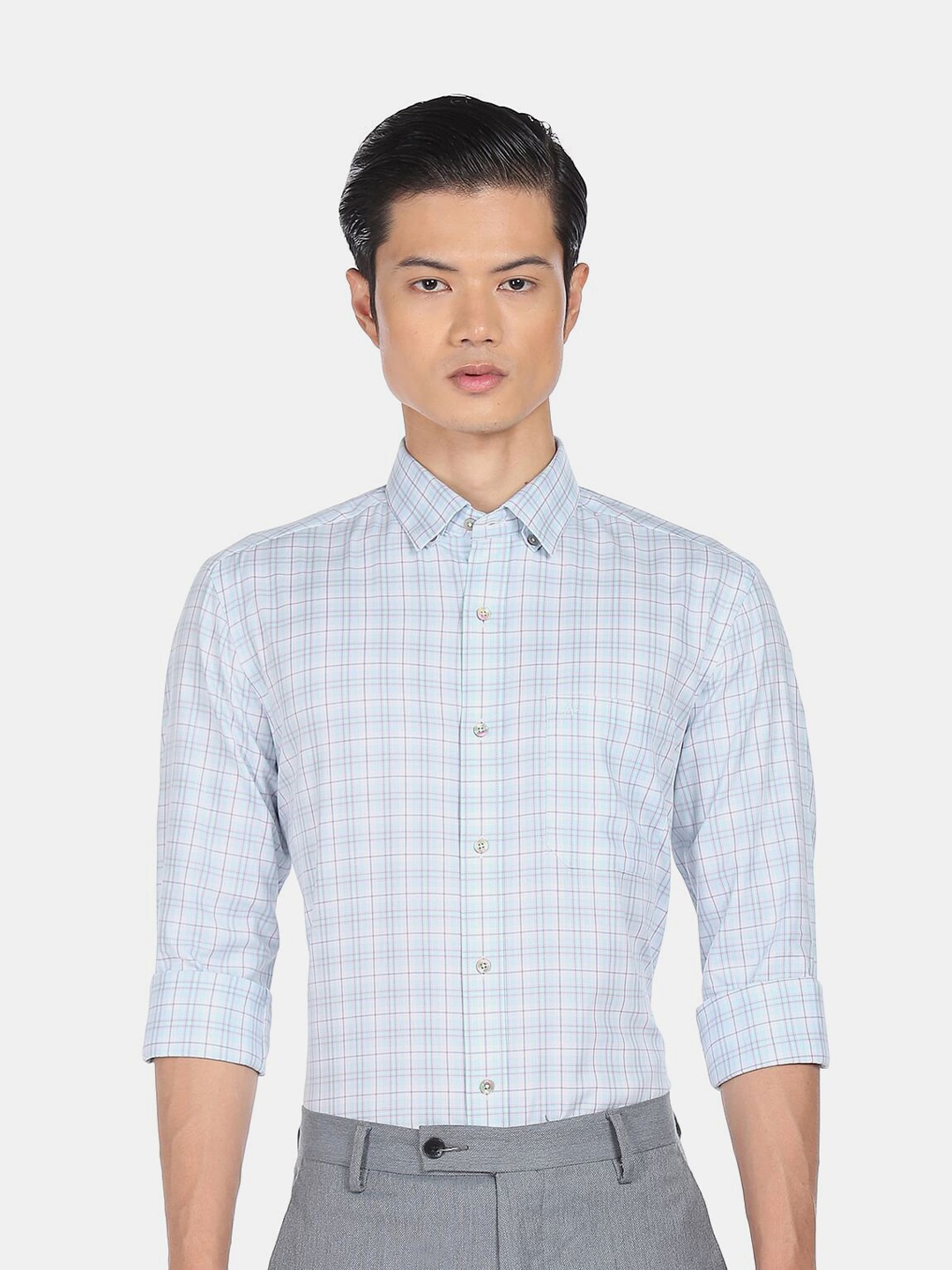 

Arrow Men Blue Tartan Checked Regular Fit Pure Cotton Formal Shirt
