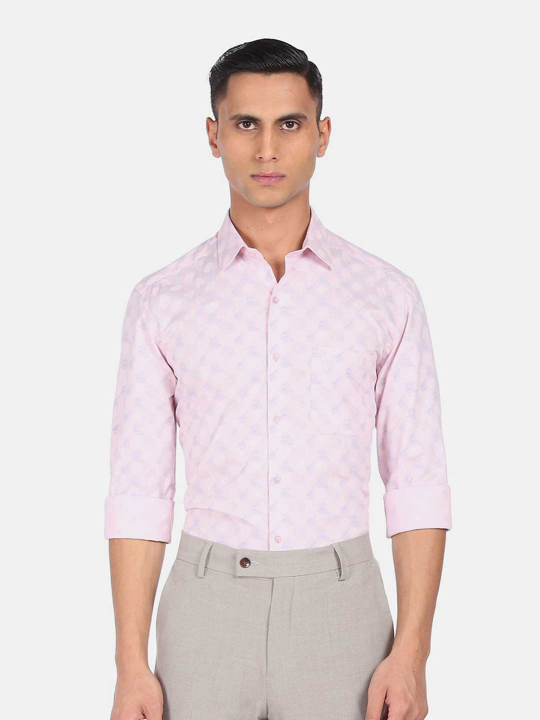 

Arrow Men Pink Floral Printed Regular Fit Pure Cotton Semiformal Shirt