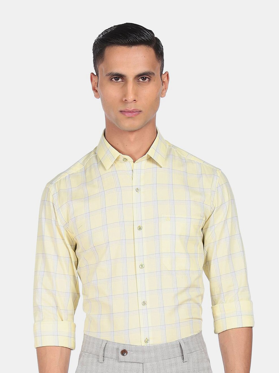 

Arrow Men Yellow Checked Casual Shirt