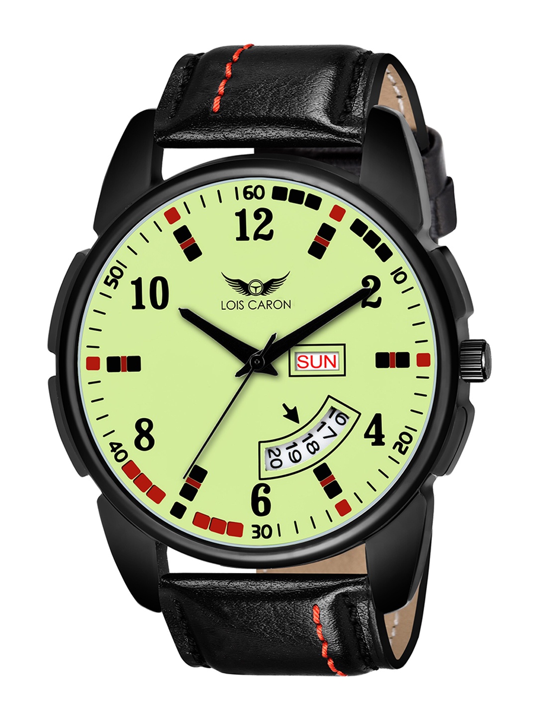 

LOIS CARON Men Green Patterned Dial & Black Leather Straps Analogue Watch - MLC-8264