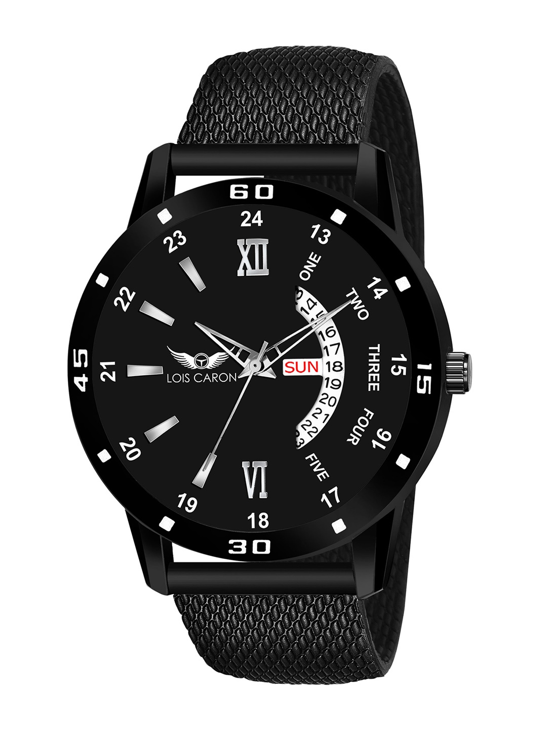 

LOIS CARON Men Black Embellished Dial & Black Straps Analogue Watch MLC-8280