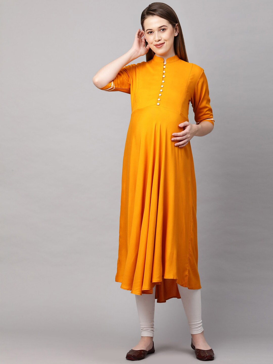 

MomToBe Women Yellow Maternity Nursing Anarkali Sustainable Kurta