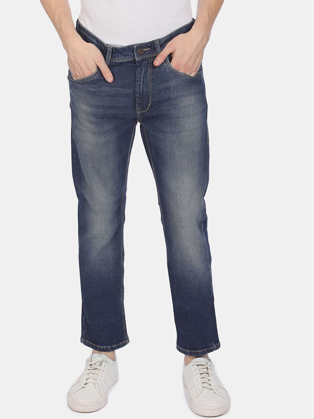 

Flying Machine Men Blue Tapered Fit Heavy Fade Stretchable Jeans