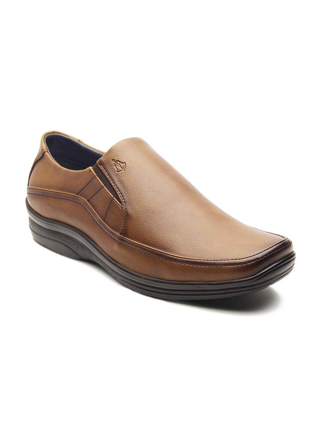 

MICHAEL ANGELO Men Tan Textured Formal Slip-Ons