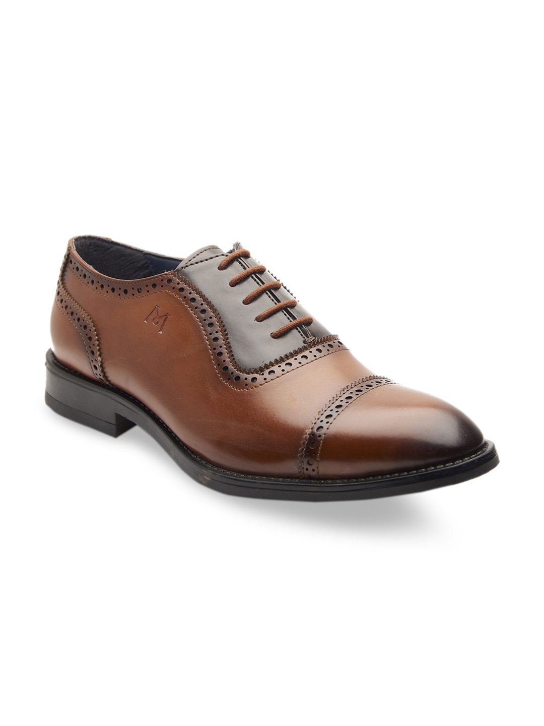 

MICHAEL ANGELO Men Tan Brown Solid Formal Brogues