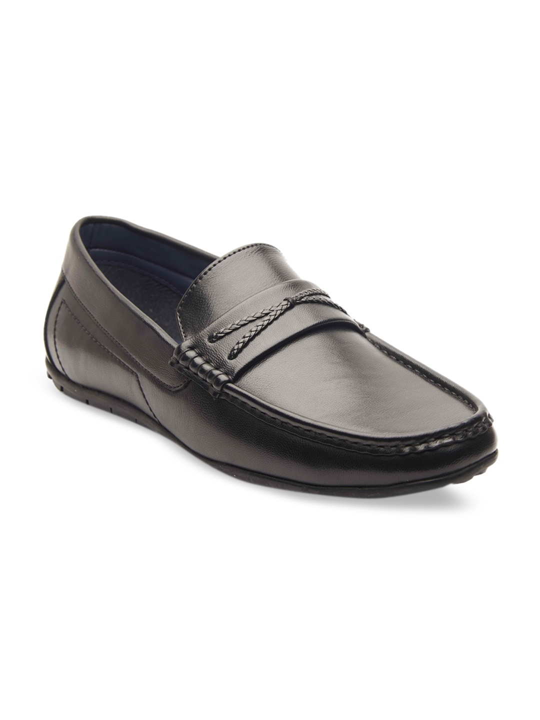 

MICHAEL ANGELO Men Navy Blue Solid Formal Slip-On