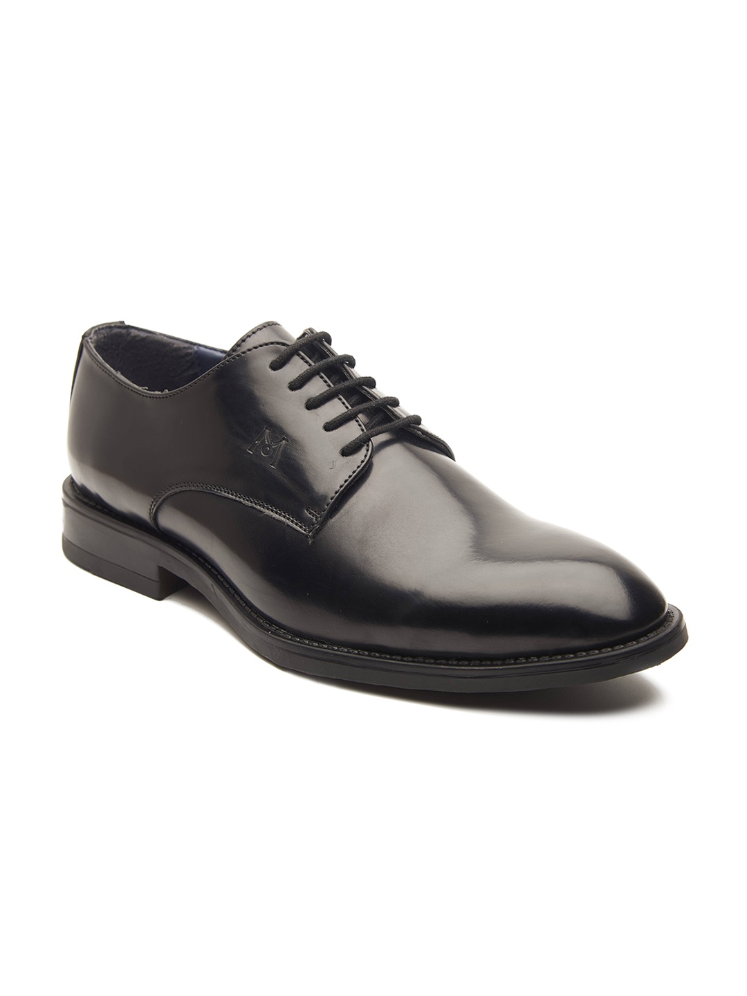 

MICHAEL ANGELO Men Black Solid Formal Derbys