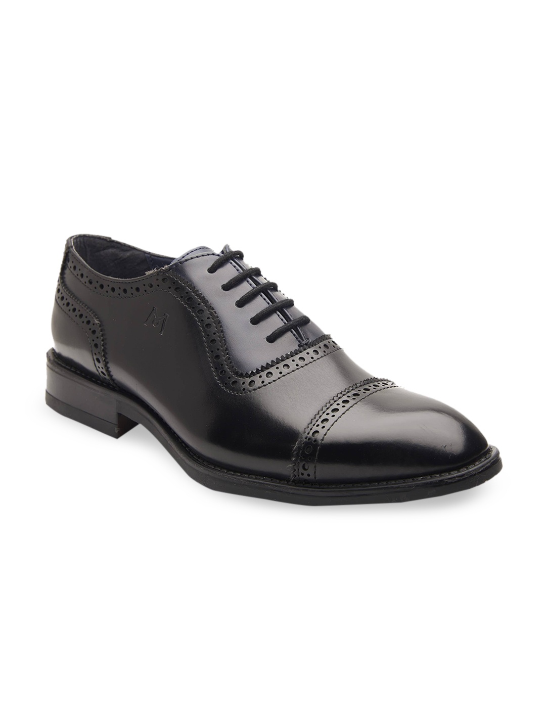 

MICHAEL ANGELO Men Black Solid Formal Brogues