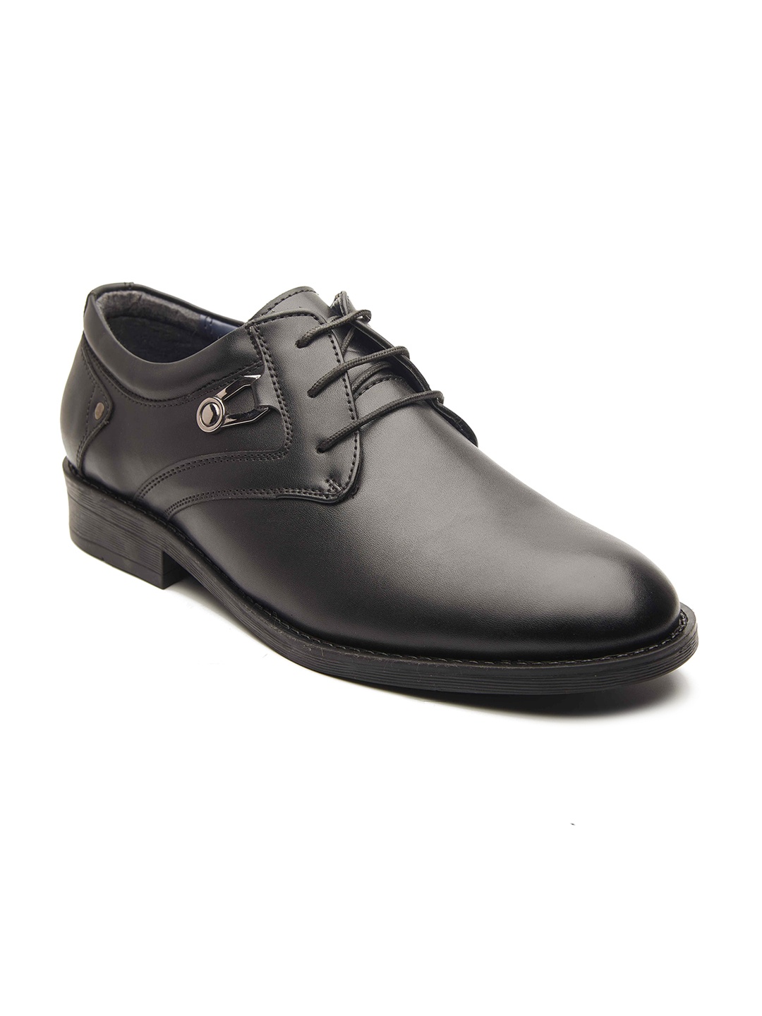 

MICHAEL ANGELO Men Black Solid Formal Derbys