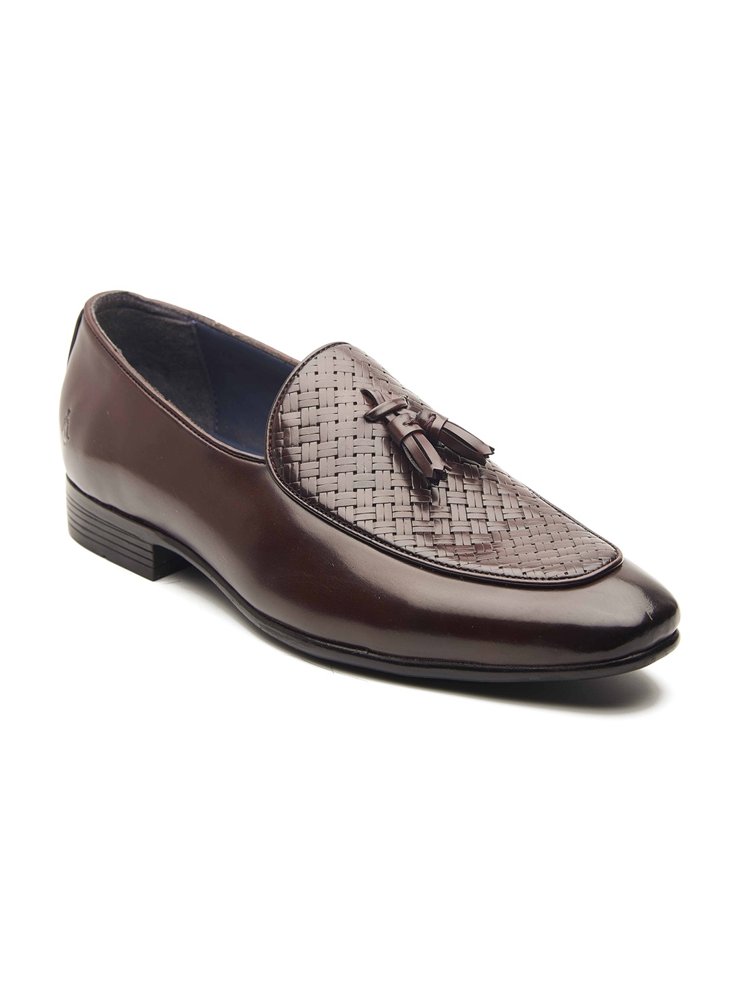 

MICHAEL ANGELO Men Brown Woven-Design Tasselled Formal Slip-Ons