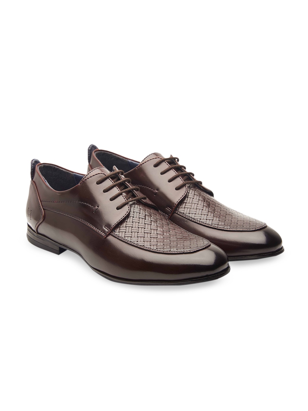 

MICHAEL ANGELO Men Brown Textured Formal Derbys
