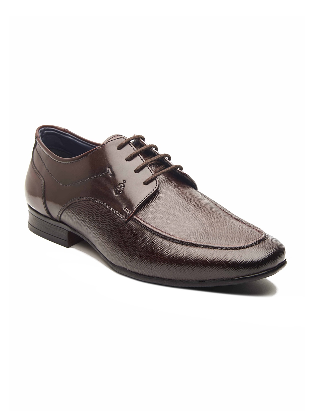 

MICHAEL ANGELO Men Brown Textured Formal Derby Shoes