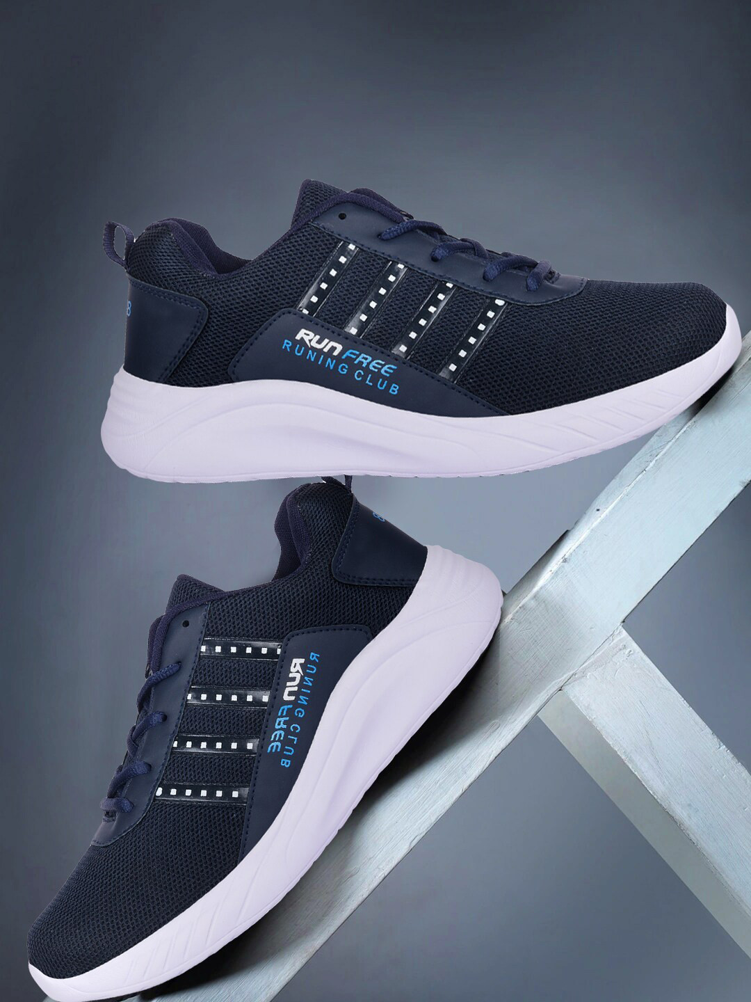 

CLYMB Men Navy Blue Mesh Walking Non-Marking Shoes